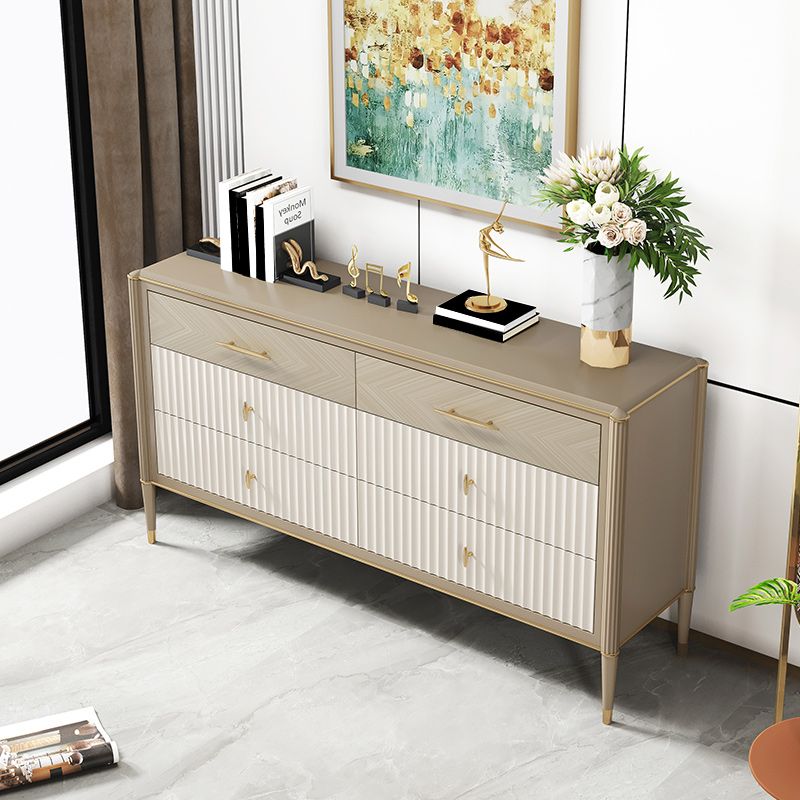 6 Drawers Dresser Classic Glam Stone Storage Chest Dresser , 15.6 Inch Width