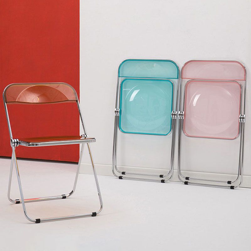 Silla lateral plegable de plástico de diseño industrial para uso doméstico Silla lateral de comedor con respaldo abierto