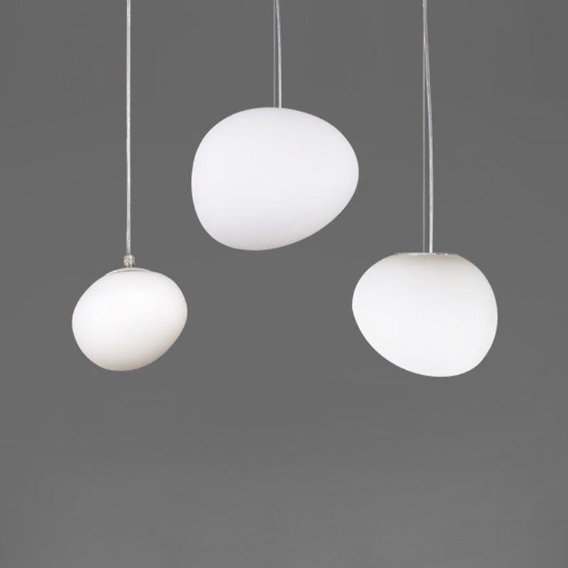 Nordique pavé pavé en verre blanc lampe à la suspension de la salle à manger 1