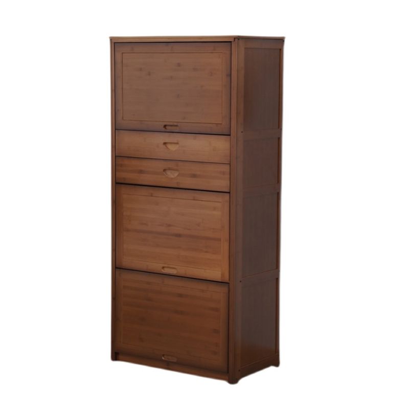 Mid Century Modern Brown Accent Cabinet with Doors in Solid Wood Rectangle Cabinet
