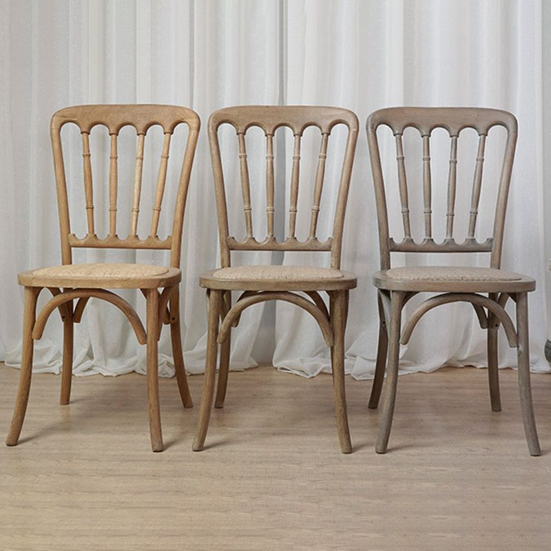 Wood Farmhouse Restaurant Side Chair Slat Back Vintage Tone Dining Chair