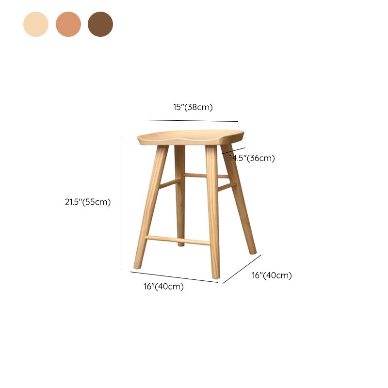 Modern Backless Counter Stool Wood Bar Stool with Pedal and Wooden Seat