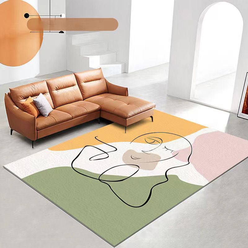 Orange  Modern Rug Polyester Color Piece Rug Non-Slip Backing Rug for Living Room