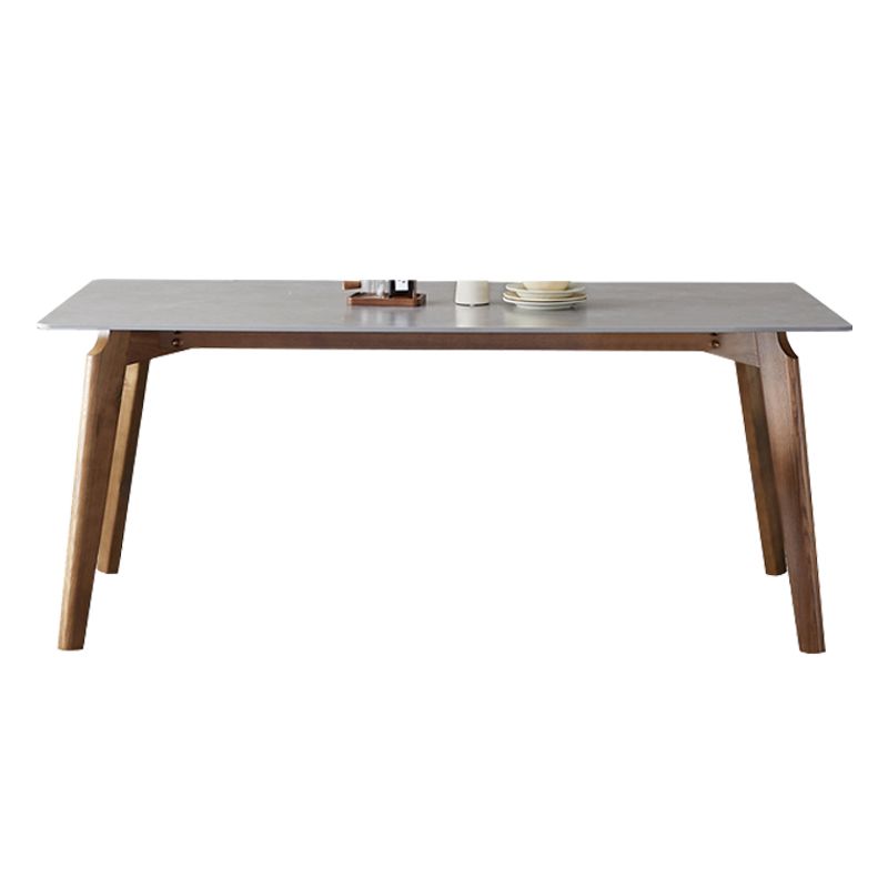 Rectangle Grey Top Dining Table Mid-Century Modern Sintered Stone Table with 4 Legs