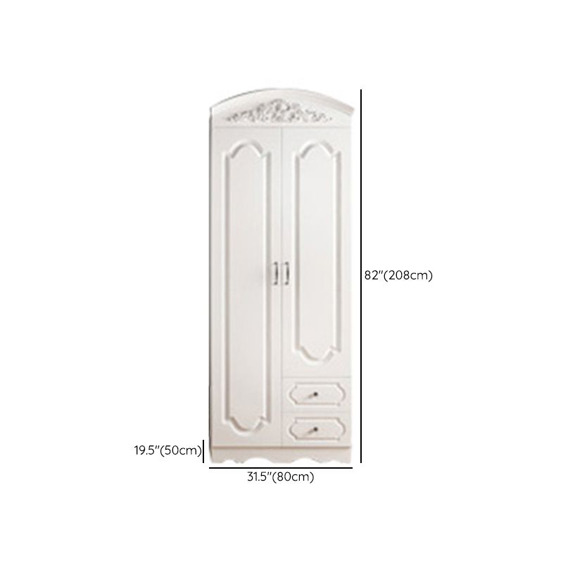Engineered Wood Cabinet with 2 Drawers French Country White Wardrobe for Home