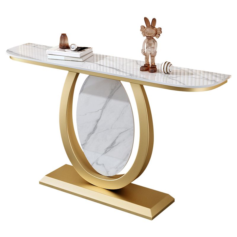 Glam Slate Iron Console Table Half Moon Stain Resistant Scratch Resistant Console