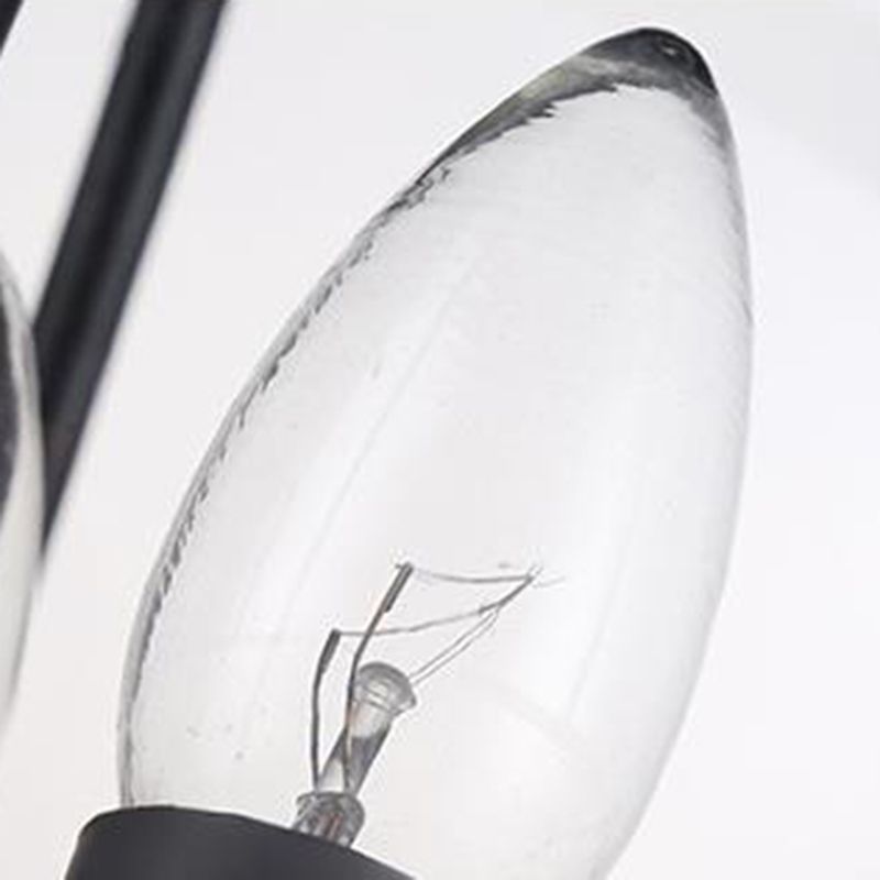 Globe en verre transparent lustre Light traditionnel 3 éclairage pendentif de salon léger en noir