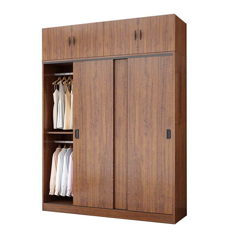 Solid Wood Frame Wardrobe Freestanding Wardrobe with Sliding Doors