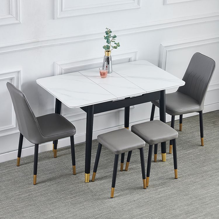 Contemporary Rectangle Dining Room Table White Sintered Stone Table with 4 Legs