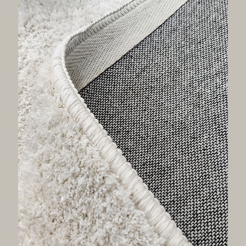 Milk White Living Room Area Carpet Modern Pure Color Carpet Area Polyester Washable Rug