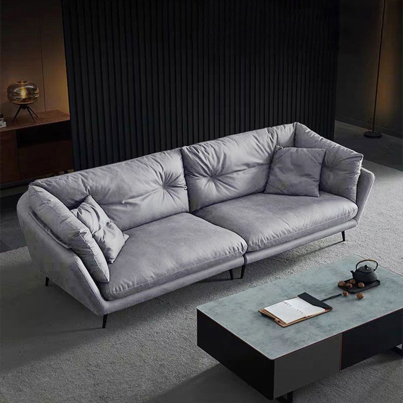 Faux Leather Tufted Contemporary Flared Arm Stain Resistant Sofa Couch