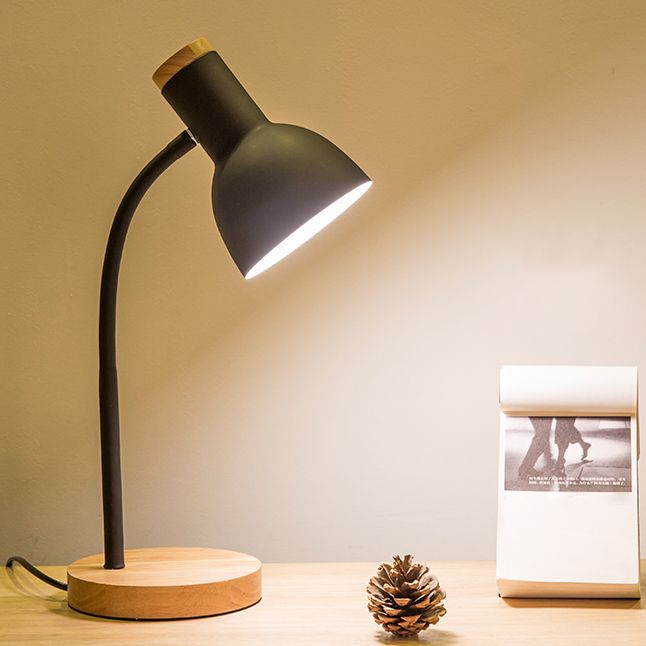 Luces de mesa nocturna de macarrón campana lámparas de mesita de noche de 1 dormitorio con sombra de metal