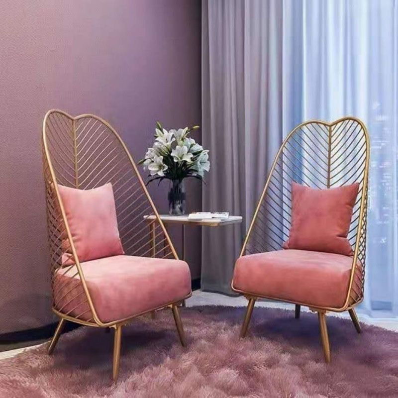 Glam Style Metal Chair Fixed Back Solid Color 4 Legs Armless Chair