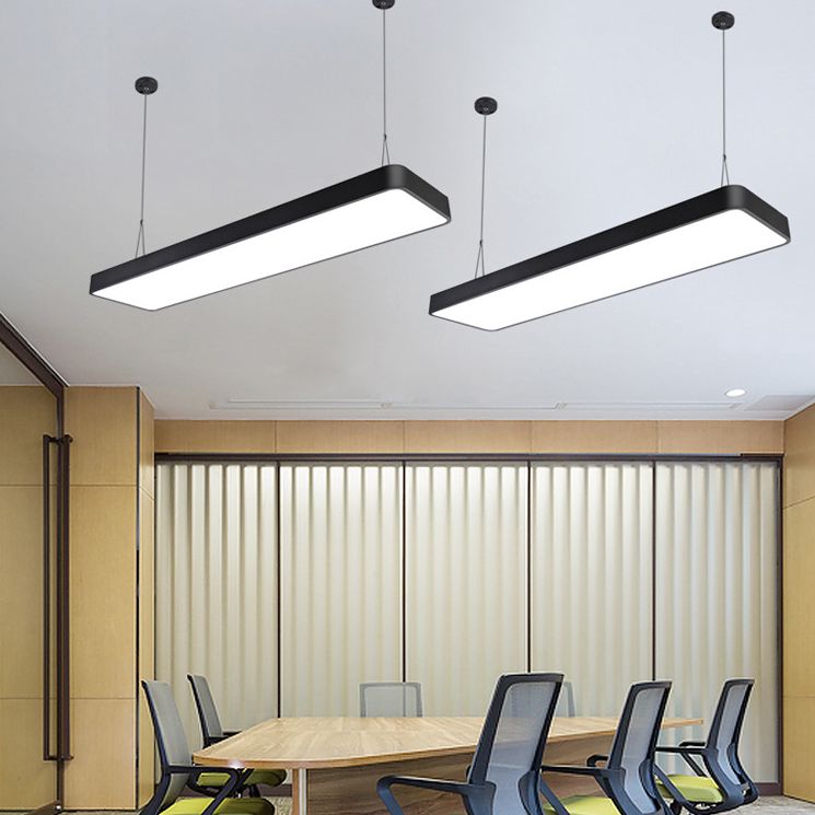 Modern Rectangle Pendant Lighting Fixture Metal Hanging Lamps