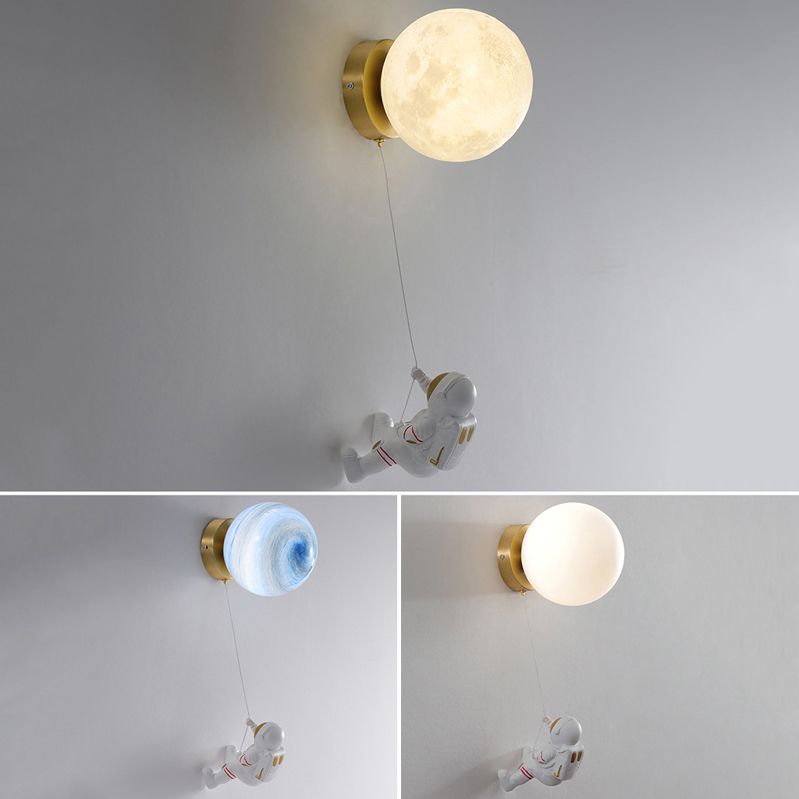 Children Metal Wall Light Flush Mount Globe Shaded Lighting for Dining Room