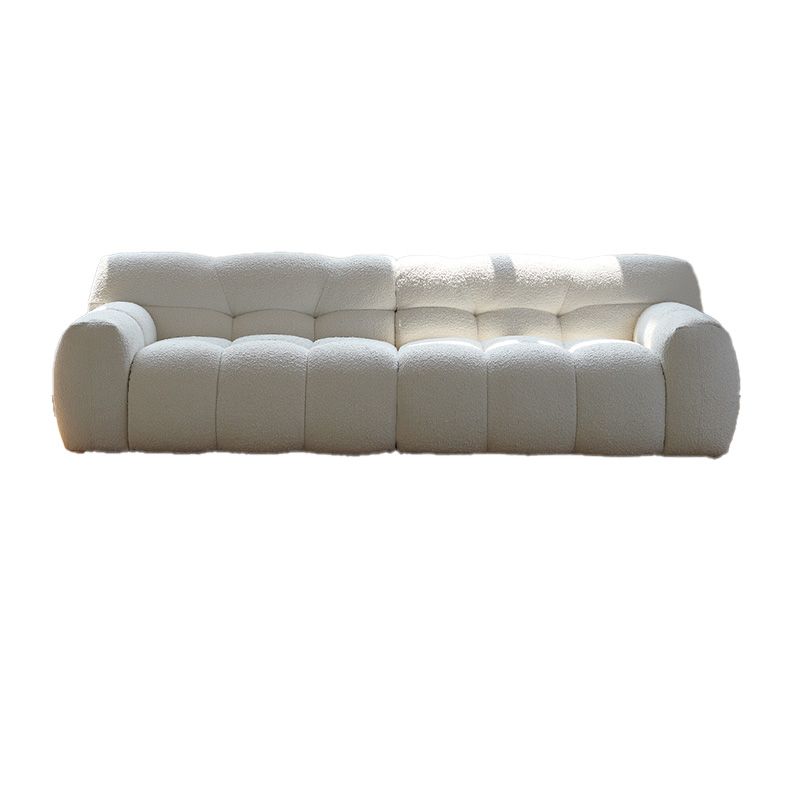 Biscuit Back Seating Square Arm Sofa in White for Living Room