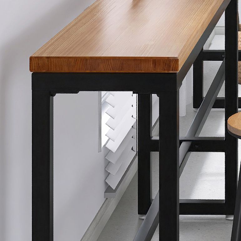 Modern 1/3 Pieces Bar Table Set Rectangle Pine Wood Counter Table with Stools for Cafe