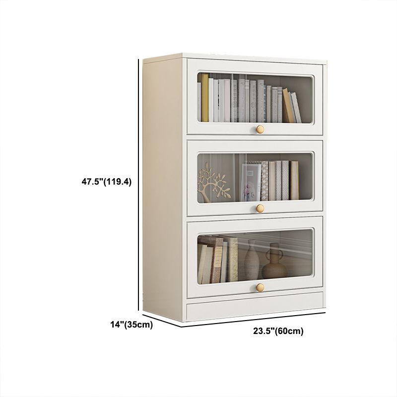 Modern Engineered Wood Bookshelf Standard Closed Back Bookcase with Doors