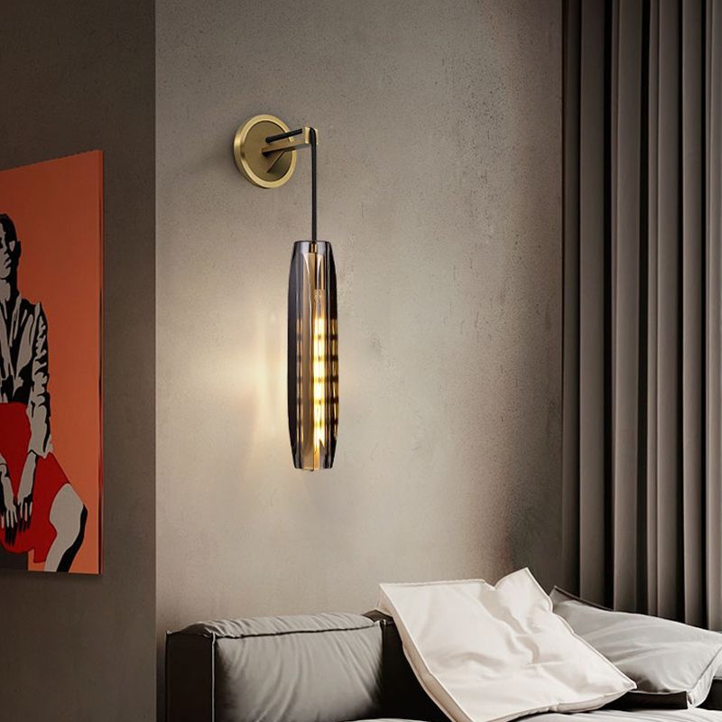 Oval Shade Crystal Wall Sconce Modern Style 1 Light Wall Mount Light Fixture