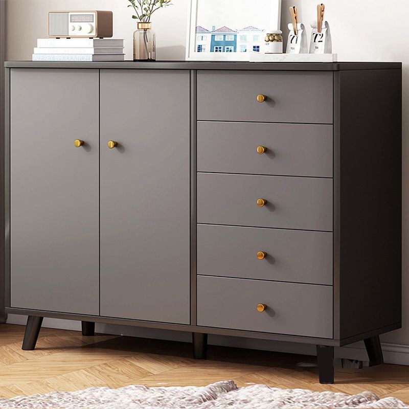 5 - Drawer 35.4" Tall Cabinet Modern 2 - Door Wooden Storage Cabinet