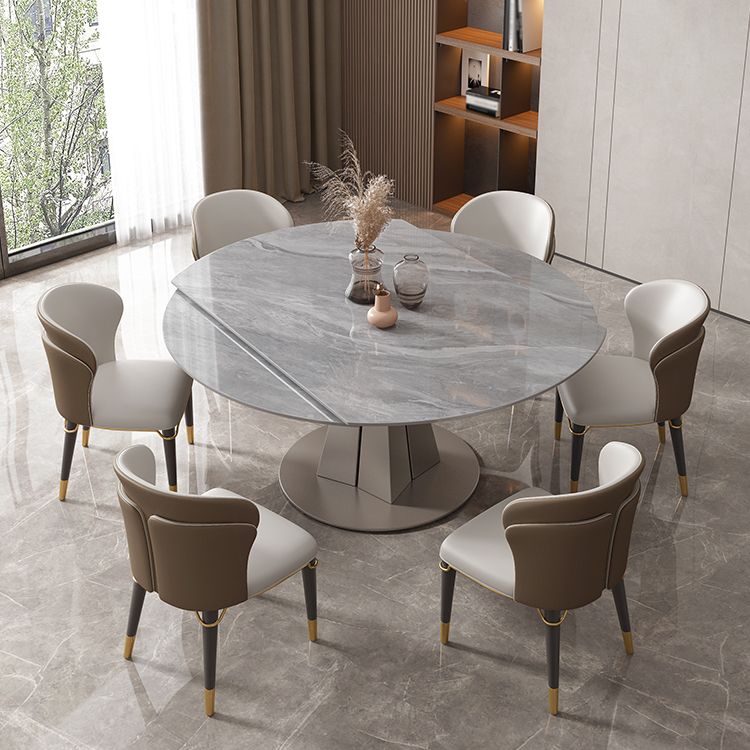 Luxury Sintered Stone Top Table Extendable Round Table with Pedestal Base
