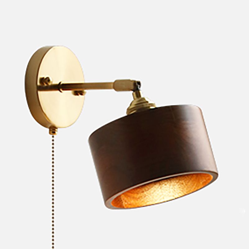 Wohnzimmer Einfache Leuchtenleuchten 1 Blub Holzlampenschatten Wandmontage Beleuchtung