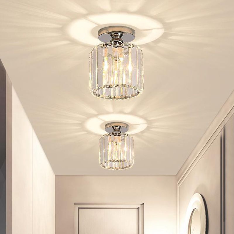 Contemporary Ceiling Light Crystal Ceiling Mounted Fixture for Hallway with Hole 3" Dia