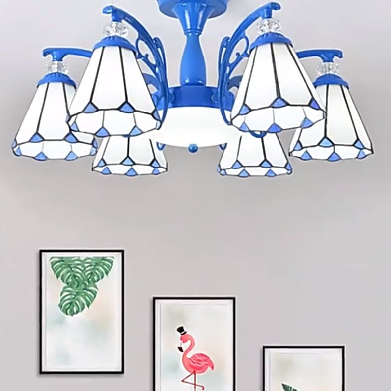 Administrateur de plafond de chambre à coucher en verre semi-chasseur ombré Tiffany