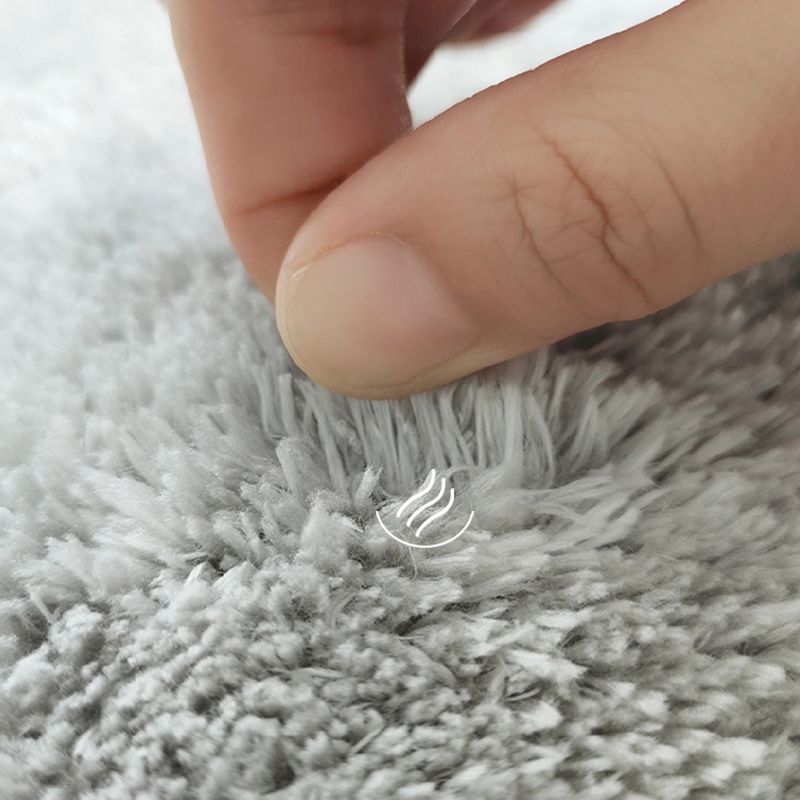 Round Plain Shag Area Rug Polyester Modern Carpet Non-Slip Backing Indoor Rug for Living Room