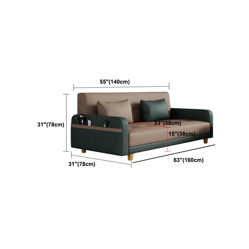 30.7" H Faux Leather Square Arm Tufted Sofa Bed For Living Room