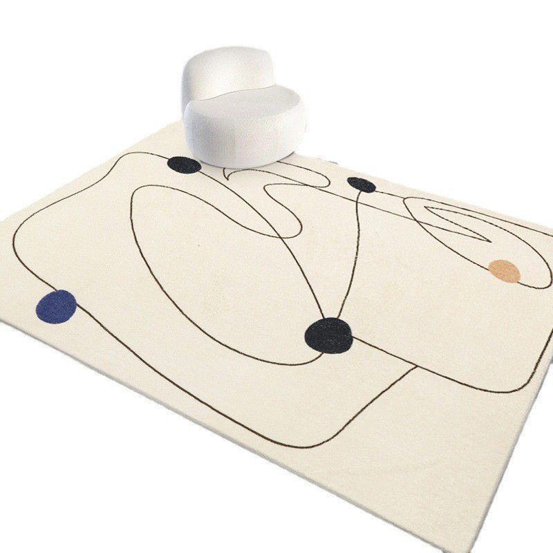 Beige Modern Rug Irregular Line Rug Washable Rug for Home Decor