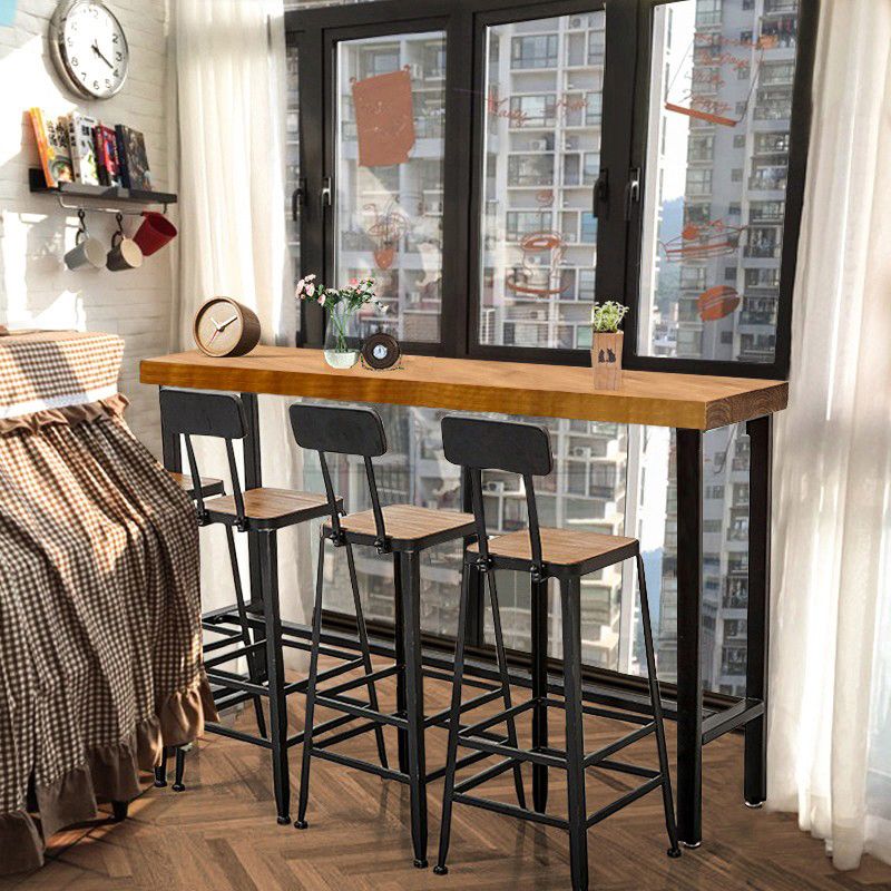 Wood Rectangle Top Counter Table Industrial 42-inch Height Table for Dining Room