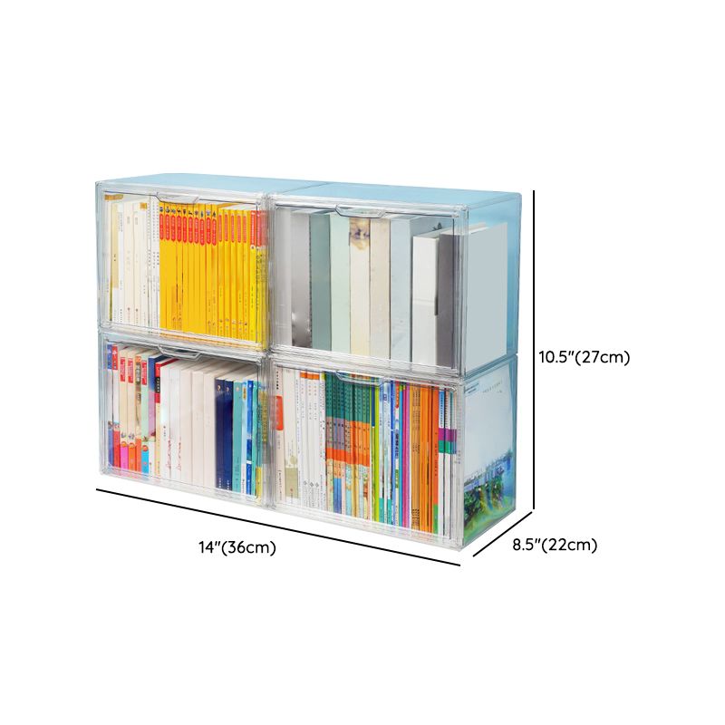 Contemporary Plastic Book Shelf Tabletop Standard Kids Bookcase in Transparent