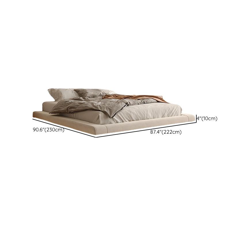 Light Beige Platform Bed Frame Wood and Upholstered Platform Bed with Metal Legs