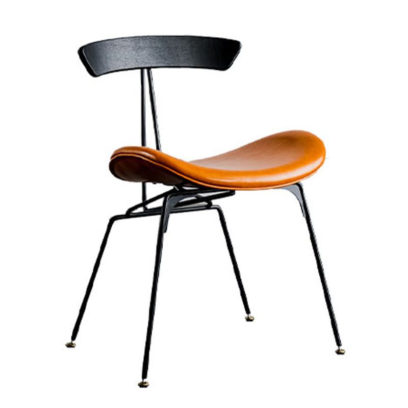 Silla lateral de comedor de metal industrial con respaldo abierto, silla sin brazos para restaurante