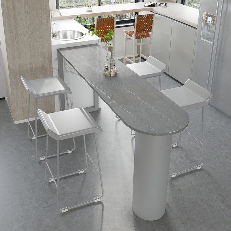 Marble Modern Double pedestal Patio Bar Table Indoor Bistro Bar Height Cocktail Table