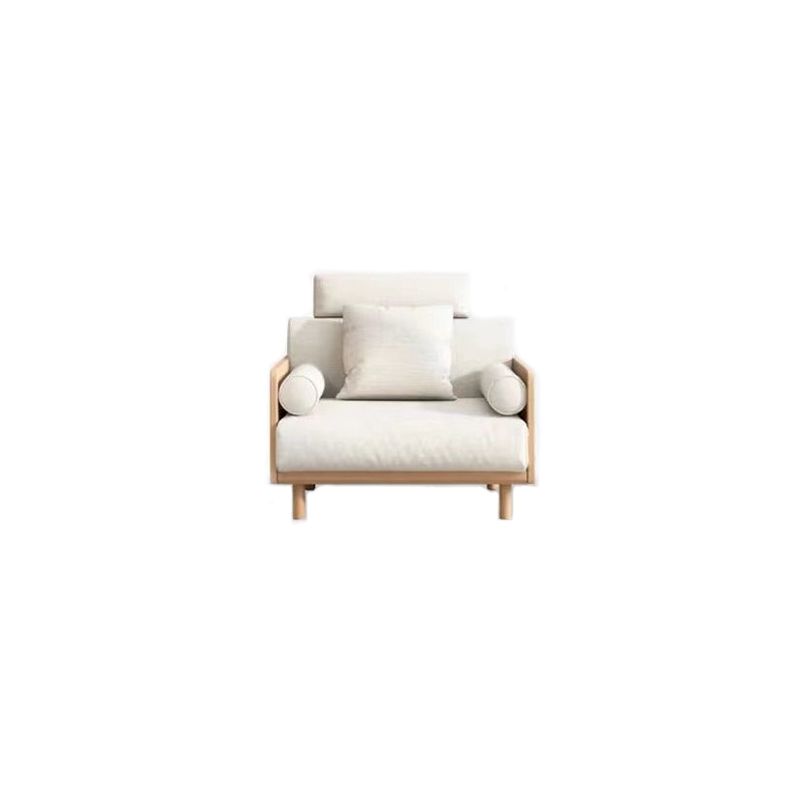 Contemporary Sofa with Loose Back and Pillows in Linen and Solid Wood