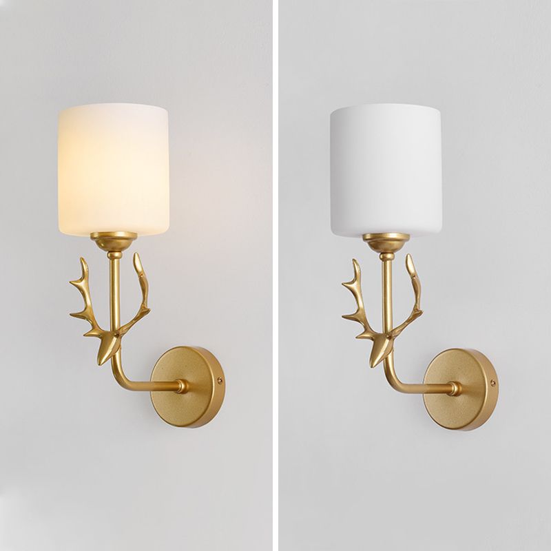1-Light Cylinder Sconce Light Modern Glass Sconce Light Fixture