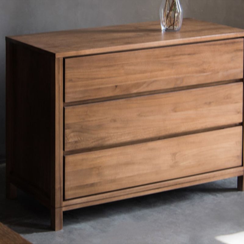 Contemporary Brown Solid Wood Kitchen Island Table with 3 Drawers