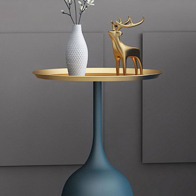 Modern Metallic Pedestal End Table 23.6" Tall Round Side Table