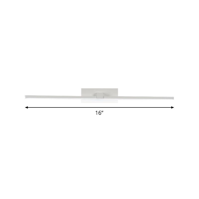 Weiße Rechteck Eitelkeitslampe Minimalist 16 "/19,5" L LED Metallwandmontierte Leuchte in warmem/weißem Licht