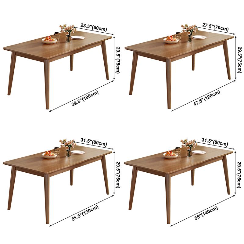 Modern Solid Wood Brown Dining Table Rectangle Shape Standard Dining Table for Kitchen