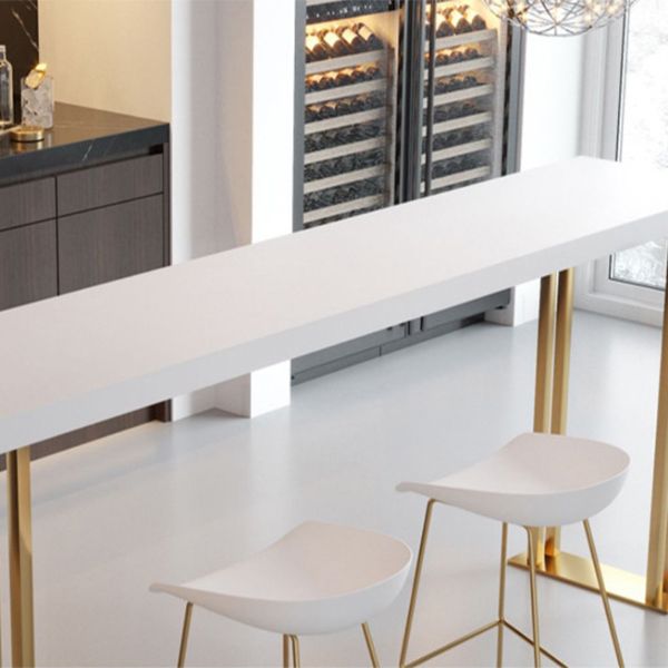 Glam Gold Base Bar/Dinette Table Rectangle Sled Indoor Counter-height Pub Table