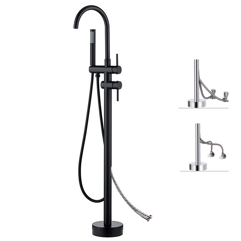 Freestanding Bathtub Faucet Floor Mounted One Lever Handle with Hose