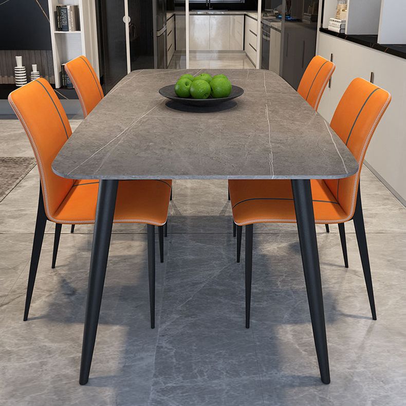 Simplicity Style Sintered Stone Dining Table 4 Legs Carbon Steel Base Rectangle Table for Home