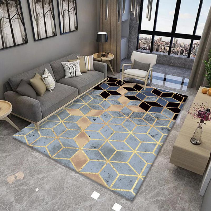 Apricot Simple Carpet Polyester Stripe Carpet Washable Carpet for Living Room