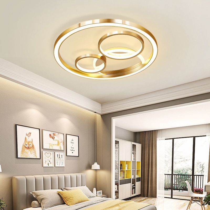 18"/23.5" W Round Acrylic Ceiling Mounted Fixture Modern LED Gold Flush Mount Spotlight