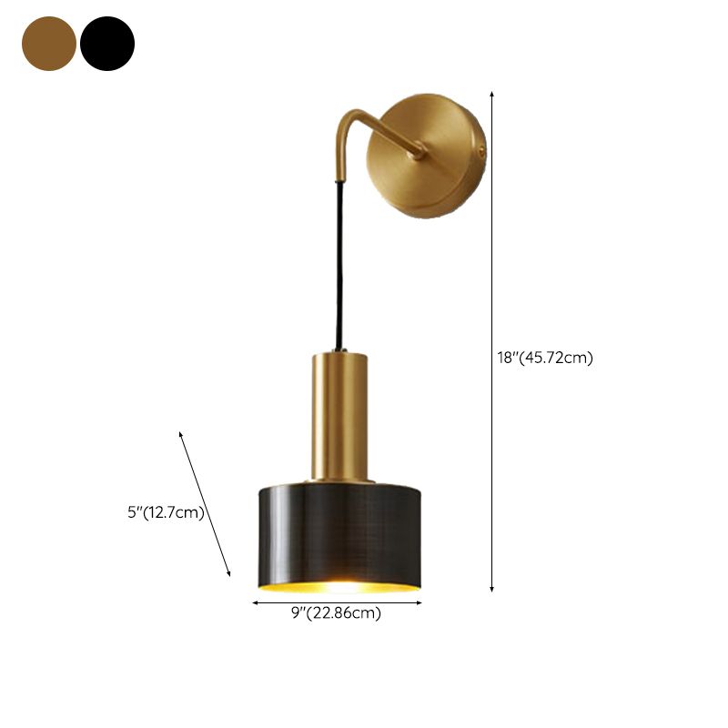 1 Light Cylinder Wall Sconce Modern Style Metal Sconces for Bedroom