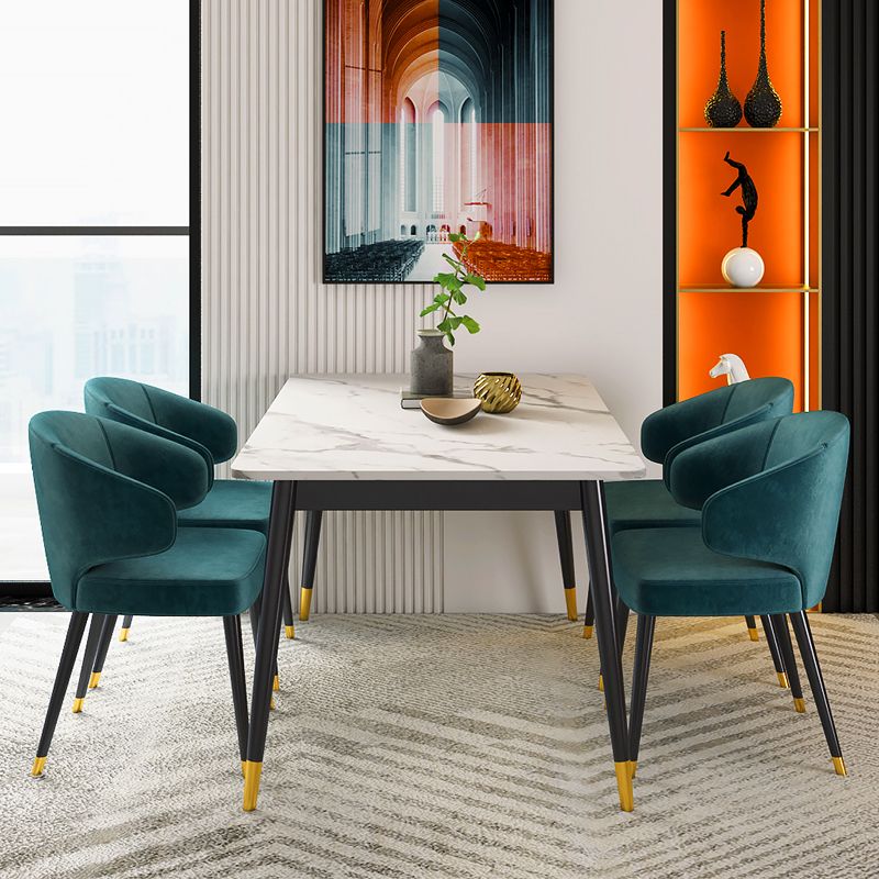 Modern Indoor 1/4/5/7 Pieces Dining Set Rectangle Stone Top Legs Dinette Set