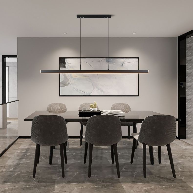 Legno di gomma + ferro moderno minimalismo dell'isola a led luce 59 "altezza regolabile cucina lunga cucina sospesa in nero